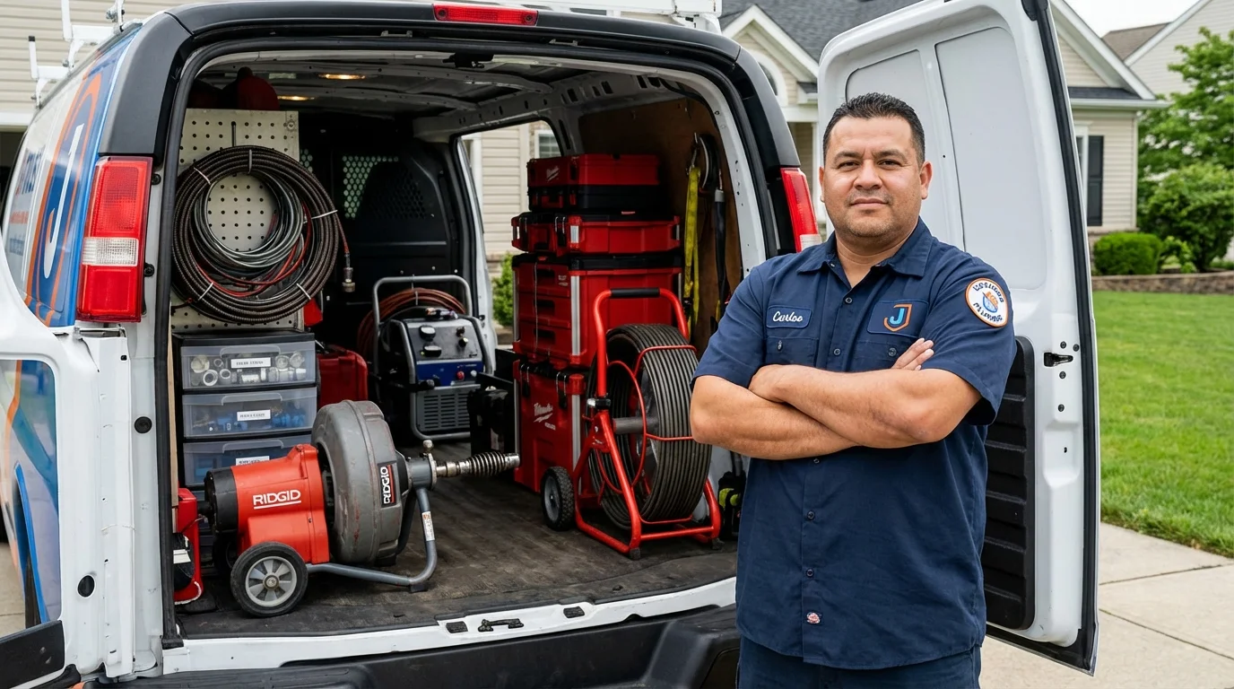 Professional drain cleaning equipment and Johns Plumbing LLC plumber in Brusly