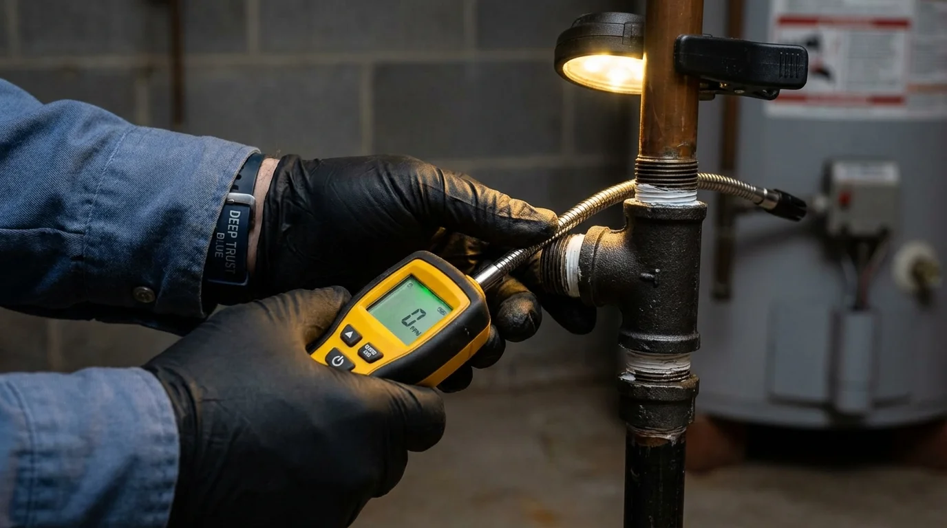 Gas leak detection with electronic sniffer by Johns Plumbing LLC in Brusly