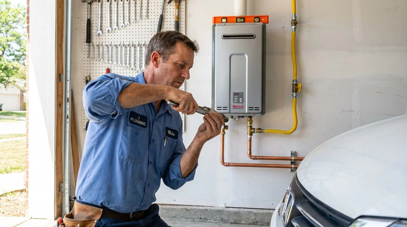 Tankless water heater installation by a Johns Plumbing LLC plumber in Brusly